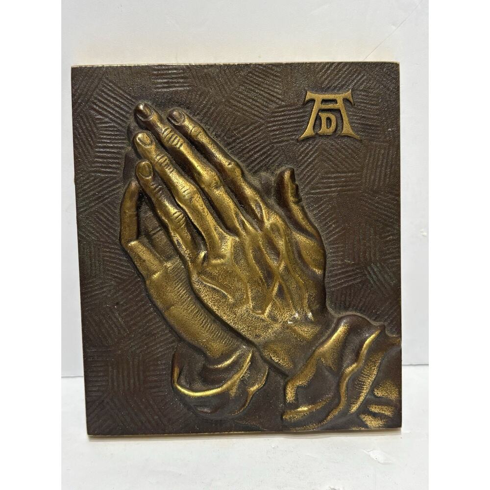 Vintage Albrecht Durer Praying Hands Wall Hanging Brass West Germany MCM